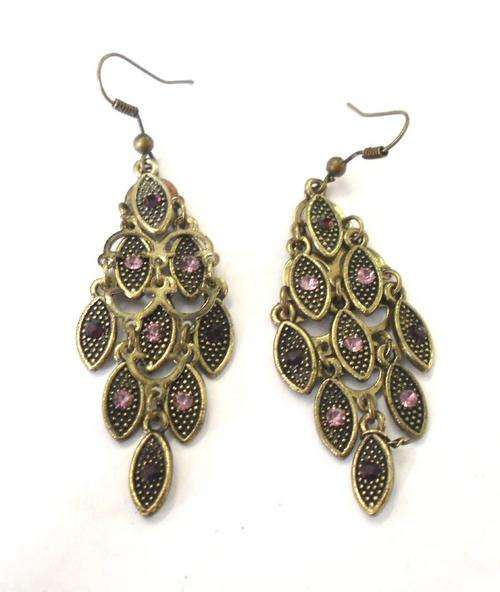 CRAZZZY R1 AUCTION - ANTIQUE EARRINGS WITH RHINESTONES - 6.5cm