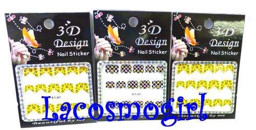 CRAZZZY R1 AUCTION - 3 PACKS OF 3D NAIL ART STICKER TIPS