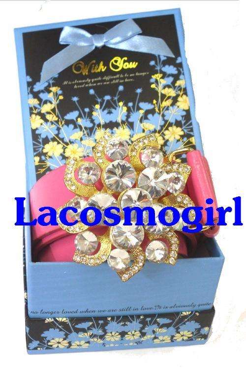 ladies flower diamante buckle belt
