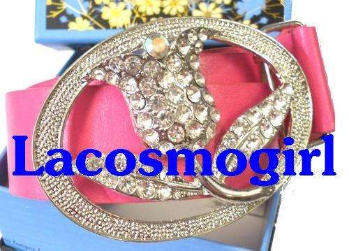 ladies flower diamante buckle belt