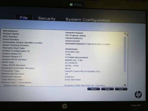 HP Probook 4540s laptop