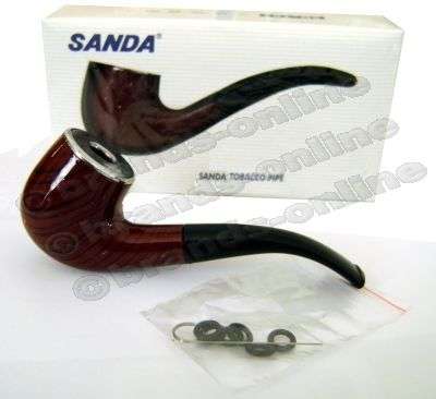 ***  SANDA Gloss Finish Durable Tobacco Pipe with Extra Rings  - Half Size!!!***