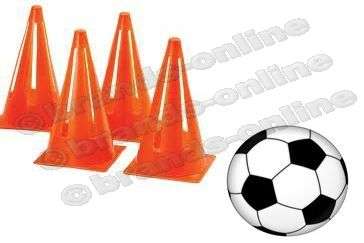 *** "4" Training Cones + Plastic Soccer Ball ***