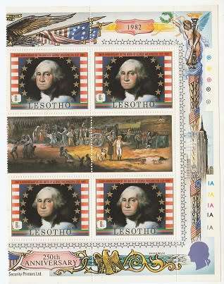 LESOTHO:1952: GEORGE  WASHINGTON : 250TH BIRTHDAY ANNIV  SET IN GUTTER BLOCKS OF 6 : LMM:14 SCANS
