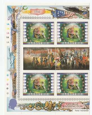 LESOTHO:1952: GEORGE  WASHINGTON : 250TH BIRTHDAY ANNIV  SET IN GUTTER BLOCKS OF 6 : LMM:14 SCANS