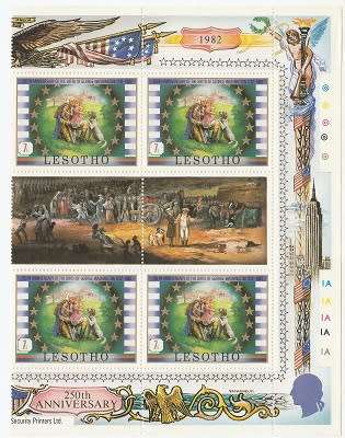 LESOTHO:1952: GEORGE  WASHINGTON : 250TH BIRTHDAY ANNIV  SET IN GUTTER BLOCKS OF 6 : LMM:14 SCANS