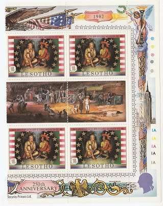 LESOTHO:1952: GEORGE  WASHINGTON : 250TH BIRTHDAY ANNIV  SET IN GUTTER BLOCKS OF 6 : LMM:14 SCANS