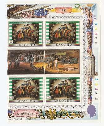 LESOTHO:1952: GEORGE  WASHINGTON : 250TH BIRTHDAY ANNIV  SET IN GUTTER BLOCKS OF 6 : LMM:14 SCANS