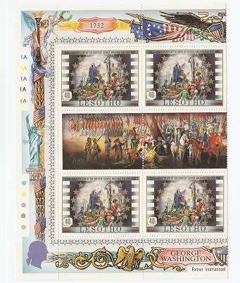 LESOTHO:1952: GEORGE  WASHINGTON : 250TH BIRTHDAY ANNIV  SET IN GUTTER BLOCKS OF 6 : LMM:14 SCANS