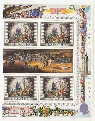 LESOTHO:1952: GEORGE  WASHINGTON : 250TH BIRTHDAY ANNIV  SET IN GUTTER BLOCKS OF 6 : LMM:14 SCANS