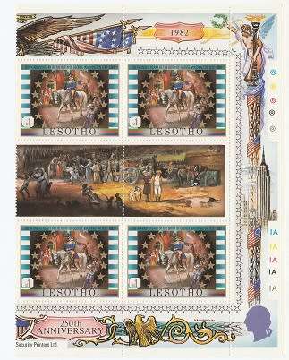 LESOTHO:1952: GEORGE  WASHINGTON : 250TH BIRTHDAY ANNIV  SET IN GUTTER BLOCKS OF 6 : LMM:14 SCANS