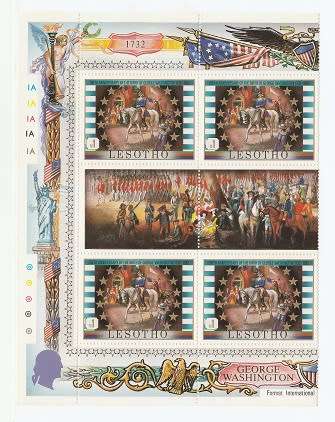 LESOTHO:1952: GEORGE  WASHINGTON : 250TH BIRTHDAY ANNIV  SET IN GUTTER BLOCKS OF 6 : LMM:14 SCANS