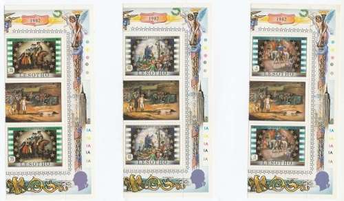 LESOTHO:1952: GEORGE  WASHINGTON : 250TH BIRTHDAY ANNIV  SET IN GUTTER BLOCKS OF 6 : LMM:14 SCANS