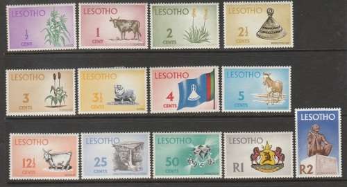 LESOTHO:1971:DEFINITIVE SET: LMM: NOTE-  SHORT OF 10C STAMP