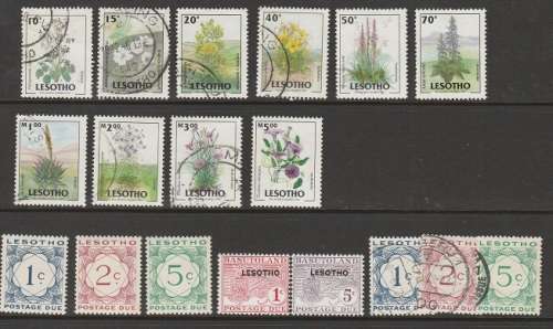 LESOTHO:1998: DEF FLOWER SET WITH POSTAGE DUE SETS:USED AND LMM