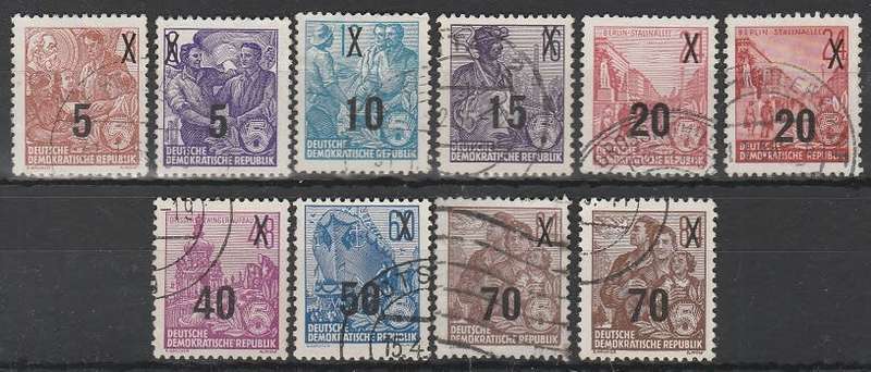 GERMANY: EAST: 1953: DESIGN IN DOTS AND LINES: PLUS OVERPRINTS