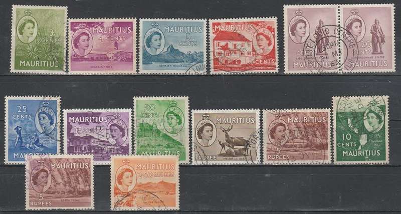 MAURITIUS: 1953 SET TO 5 RUPEES: USED :SG305/316