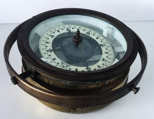 LARGE GIMBALLED BRASS COMPASS!!! SELL'S FOR R30000+