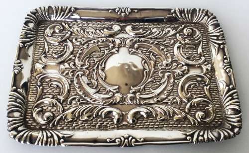 1890's JOSEPH AND RICHARD GRIFFINS SOLID SILVER SMALL DETAILED TRAY!! *WEIGHS 232 Grams*