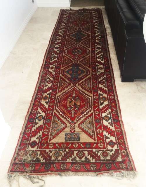 MASSIVE VINTAGE THICK-PILED GENUINE PERSIAN RUNNER!! *STUNNING COLOURS* 4200mm- 980mm