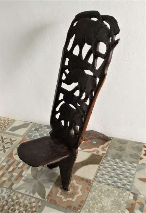 HAND-CARVED SOLID WOOD AFRICAN FOLDING CHAIR!! *EXQUISITE DETAIL*