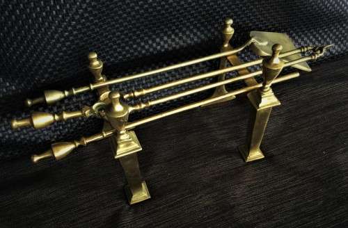 *SIMILAR SETS FETCH R18000+* circa 1890's SOLID BRASS VICTORIAN FIRE IRONS!!