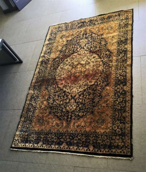 1970mm - 1300mm VINTAGE TIGHT WEAVE WORN BLUE PERSIAN RUG!! *STUNNING RUG*