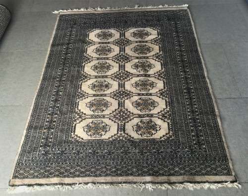 STUNNING GREY HAND-KNOTTED BOKHARA PERSIAN CARPET! 1800mm - 1330mm