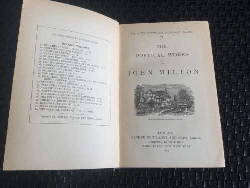 ANTIQUE 1893 HARDCOVER COPY OF MILTONS POETICAL WORKS!