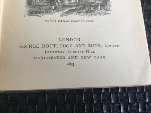ANTIQUE 1893 HARDCOVER COPY OF MILTONS POETICAL WORKS!