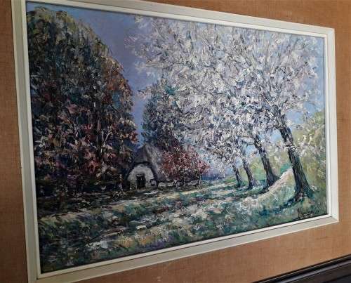 *INVESTMENT ART* 1920's W. KOELEGA, LARGE OIL ON CANVAS - "FARMER AND WIFE"