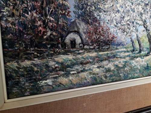 *INVESTMENT ART* 1920's W. KOELEGA, LARGE OIL ON CANVAS - "FARMER AND WIFE"