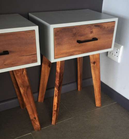 GREY AND WOODEN MID-CENTURY SIDE TABLES! *RETRO* *RETAIL FOR R1299 each*