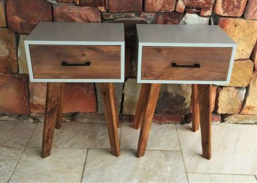 GREY AND WOODEN MID-CENTURY SIDE TABLES! *RETRO* *RETAIL FOR R1299 each*