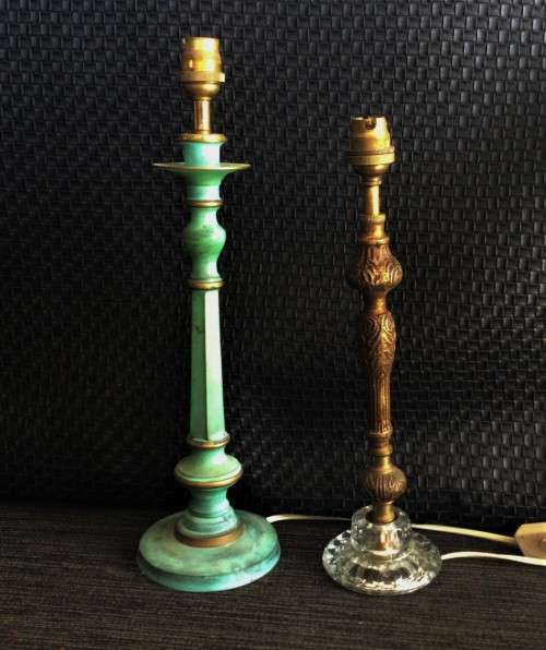 2 X VINTAGE SOLID BRASS VINTAGE LAMP BASES!