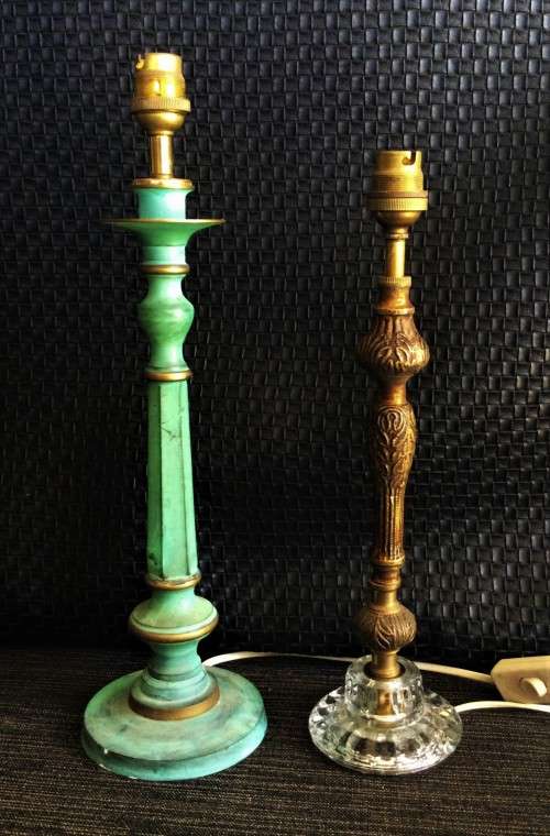 2 X VINTAGE SOLID BRASS VINTAGE LAMP BASES!