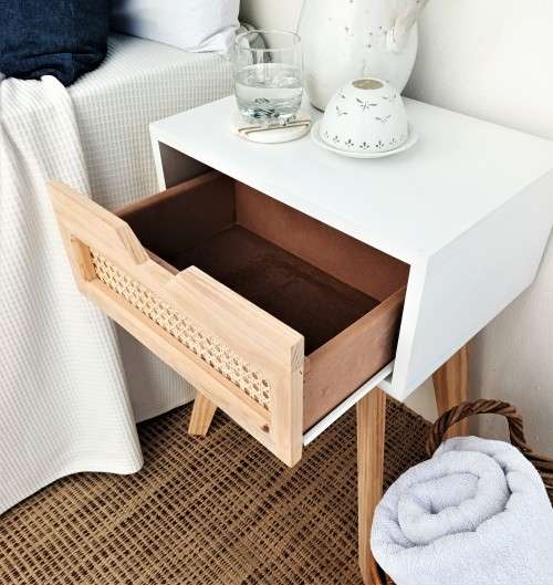 WHITE AND RATTAN/WOODEN MID-CENTURY SIDE TABLES! *RETRO* *RETAIL FOR R1499 each*