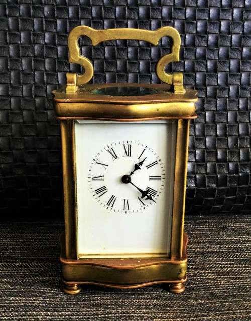 ANTIQUE BRASS CARRIAGE CLOCK! *FULLY WORKING WITH KEY*