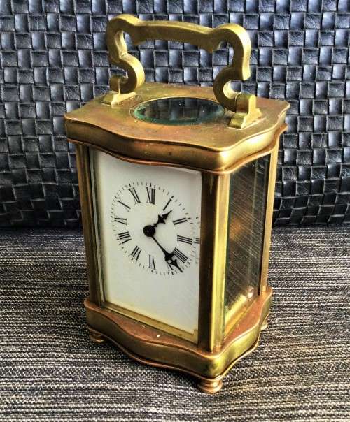ANTIQUE BRASS CARRIAGE CLOCK! *FULLY WORKING WITH KEY*