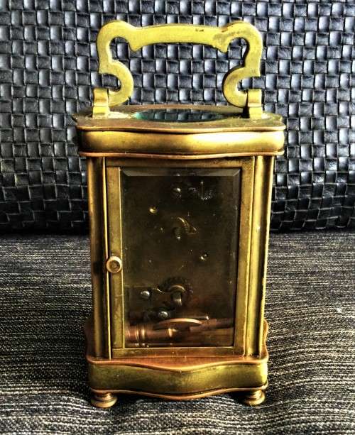 ANTIQUE BRASS CARRIAGE CLOCK! *FULLY WORKING WITH KEY*