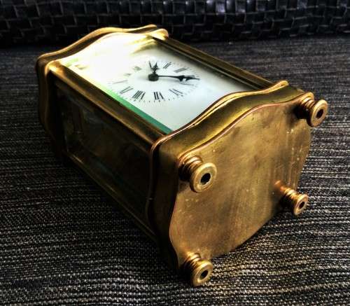 ANTIQUE BRASS CARRIAGE CLOCK! *FULLY WORKING WITH KEY*