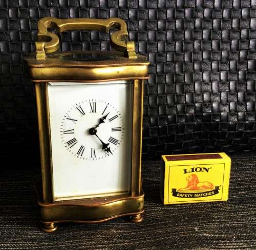 ANTIQUE BRASS CARRIAGE CLOCK! *FULLY WORKING WITH KEY*