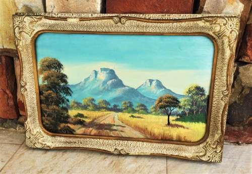 BEAUTIFUL ORNATELY FRAMED SIGNED SOUTH AFRICAN ARTWORK *L GIBSON*