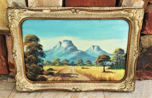 BEAUTIFUL ORNATELY FRAMED SIGNED SOUTH AFRICAN ARTWORK *L GIBSON*