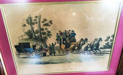 COMPLETE SET OF 4 CIRCA 1845 STAGE COACH LITHOGRAPHS!! 177 YEARS OLD!