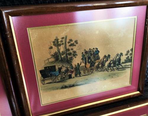 COMPLETE SET OF 4 CIRCA 1845 STAGE COACH LITHOGRAPHS!! 177 YEARS OLD!