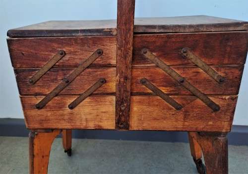 VINTAGE WOODEN SEWING BOX MADE IN WEST GERMANY!