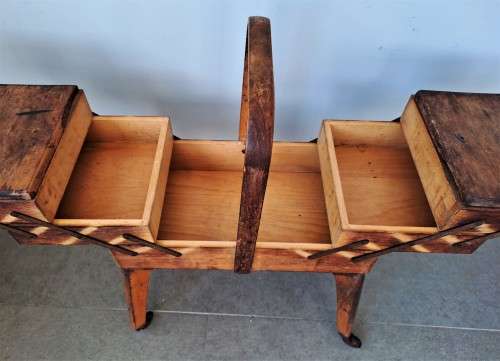 VINTAGE WOODEN SEWING BOX MADE IN WEST GERMANY!