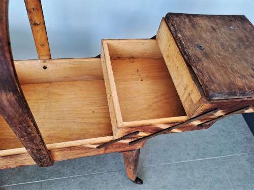 VINTAGE WOODEN SEWING BOX MADE IN WEST GERMANY!