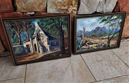 STUNNING PAIR OF GILT FRAMED ORIGINAL OIL ON CANVAS PAINTINGS *SIGNED*